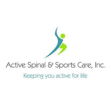 Logo of Active Spinal & Sports Care, Inc. with slogan Relieving pain at work for life.
