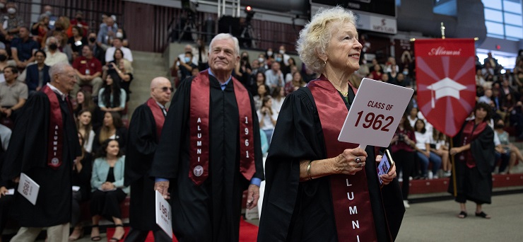 Alumni procession entering Julie Sullivan's inauguration.