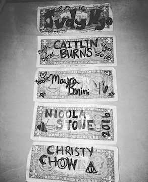 A series of monochrome drawings depicting nature scenes and labeled Christy Chow.