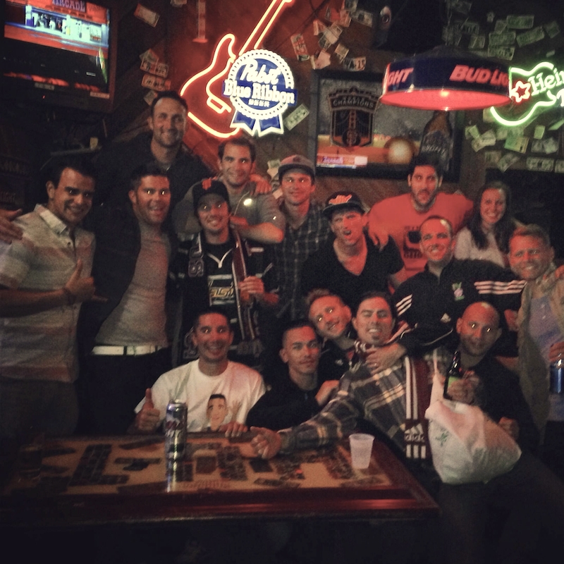 Group of people in a restaurant or bar.