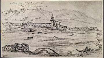 Sketch of Mission Santa Clara by G. M. Waseurtz af Sandels, 1842