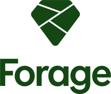 Green diamond-shaped logo with the text Forage below it.