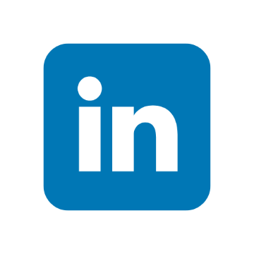 LinkedIn logo with in on a blue square background.