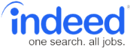 Indeed logo with the text Indeed, one search. all jobs.