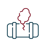 Illustration of gas leaking from a pipe joint.