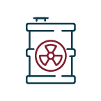 Radiation barrel with hazard symbol.