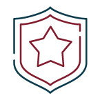 Red and blue shield with a star inside.