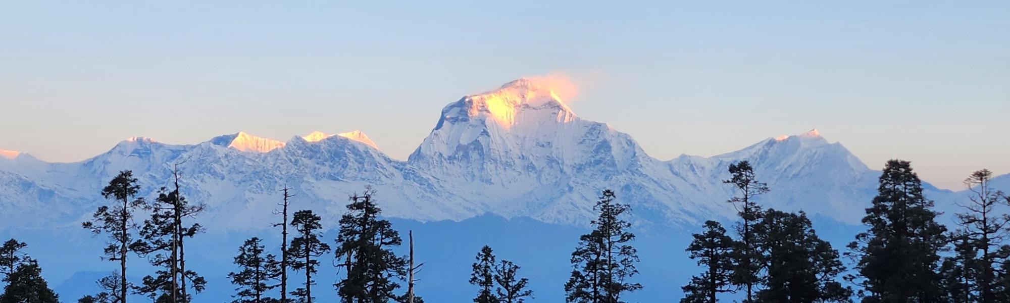 Summit of Anapurna Circuit on Mohare Danda featuring a sunrise