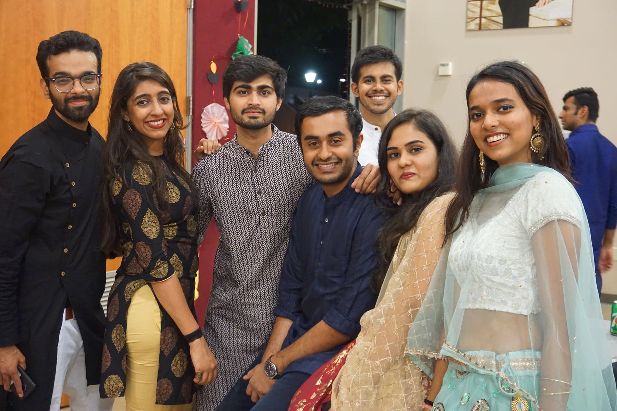 Group of students dressed in traditional Indian clothing