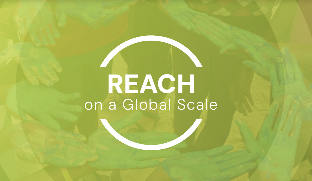 Decorative; Reach on a Global Scale with circle of hands