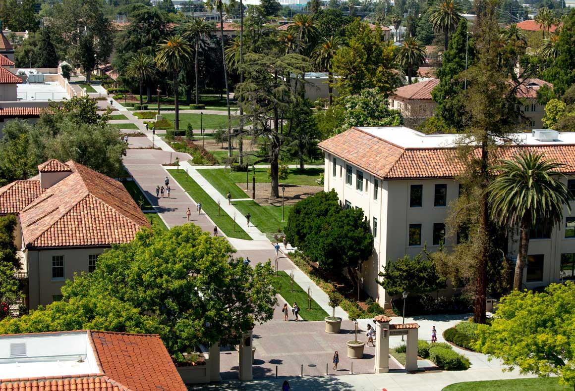 Campus buildings from air taken by a drone
