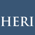 White text HERI on a blue background.