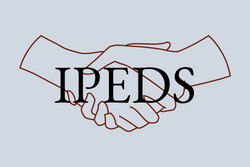 Shaking hands with text 'IPEDS' in the center.