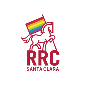 RRC Santa Clara red text, horse with rainbow flag.