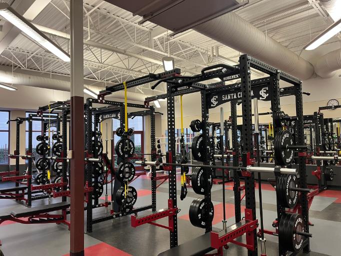 image of the weight room squat racks