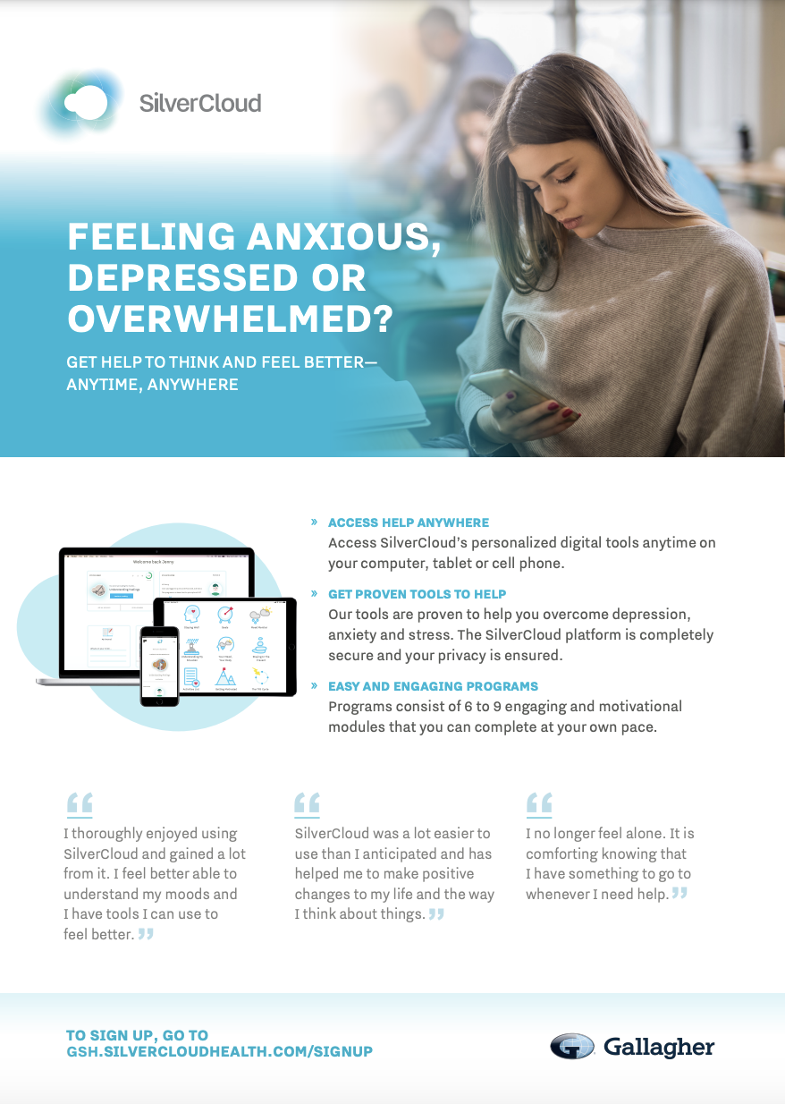 Cloud & Co. brochure highlighting HR management software. Includes a person, device images, and text.