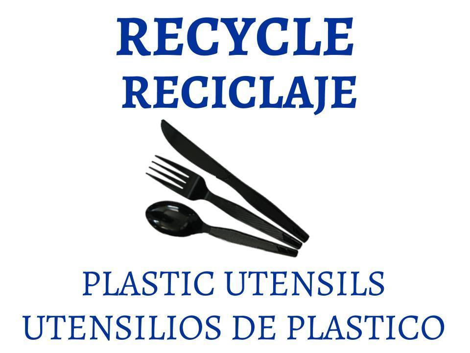 Recycle plastic utensils. Reciclaje utensilios de plástico.