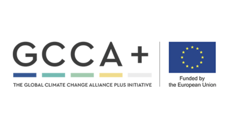 The letters GCCA+ with blue, teal, and yellow dashes below it, next to the European Union flag and the words Funded by the European UnionThe letters GCCA+ with blue, teal, and yellow dashes below it, next to the European Union flag and the words Funded by the European Union