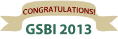 Banner reading 'Congratulations GSBI 2013'.