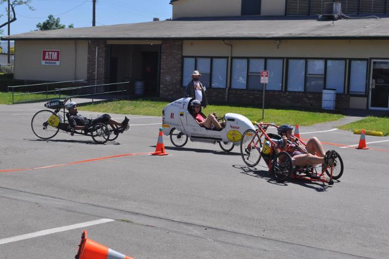 Students racing bikes