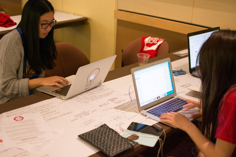 A Santa Clara Innovation and Design Club group working on their project