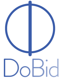 Logo with a circle split in two halves, text reads DoBid.