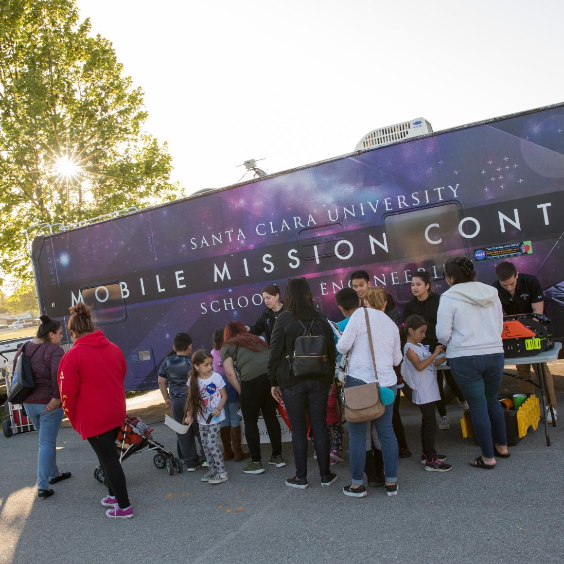 K-8 kids and families visit SCU's Mobile Mission Control Lab