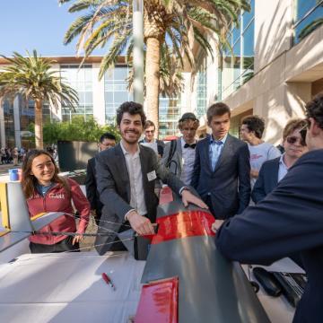 A photo of students during the 2023 Senior Design Conference Showcase