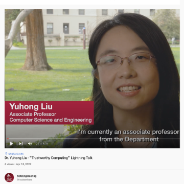 Yuhong Liu, Associate Professor, Computer Science and Engineering written with a picture of a woman.