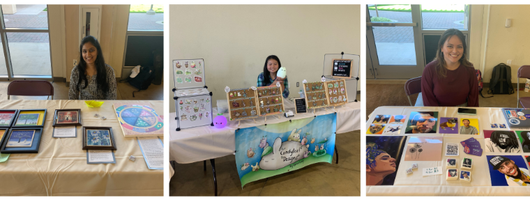 Students selling their artwork at the AGES Art Vendor Fair during an eWeek celebration.