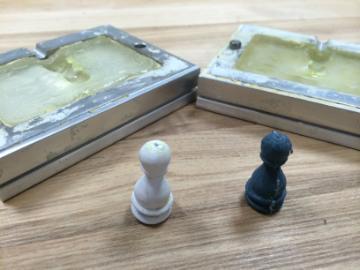 Sample injection molded pawn using 3D printed mold