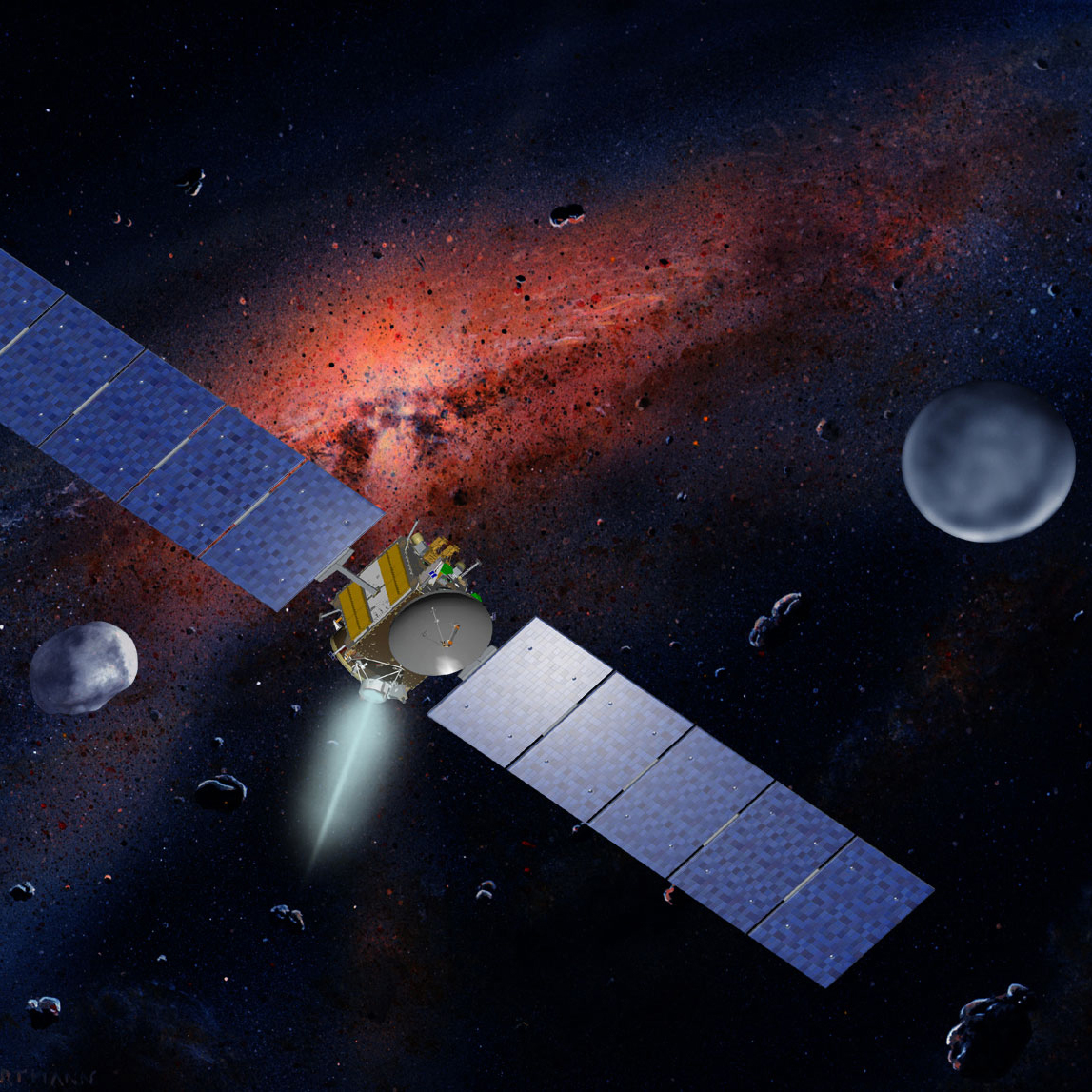 A satellite flying through space image link to story