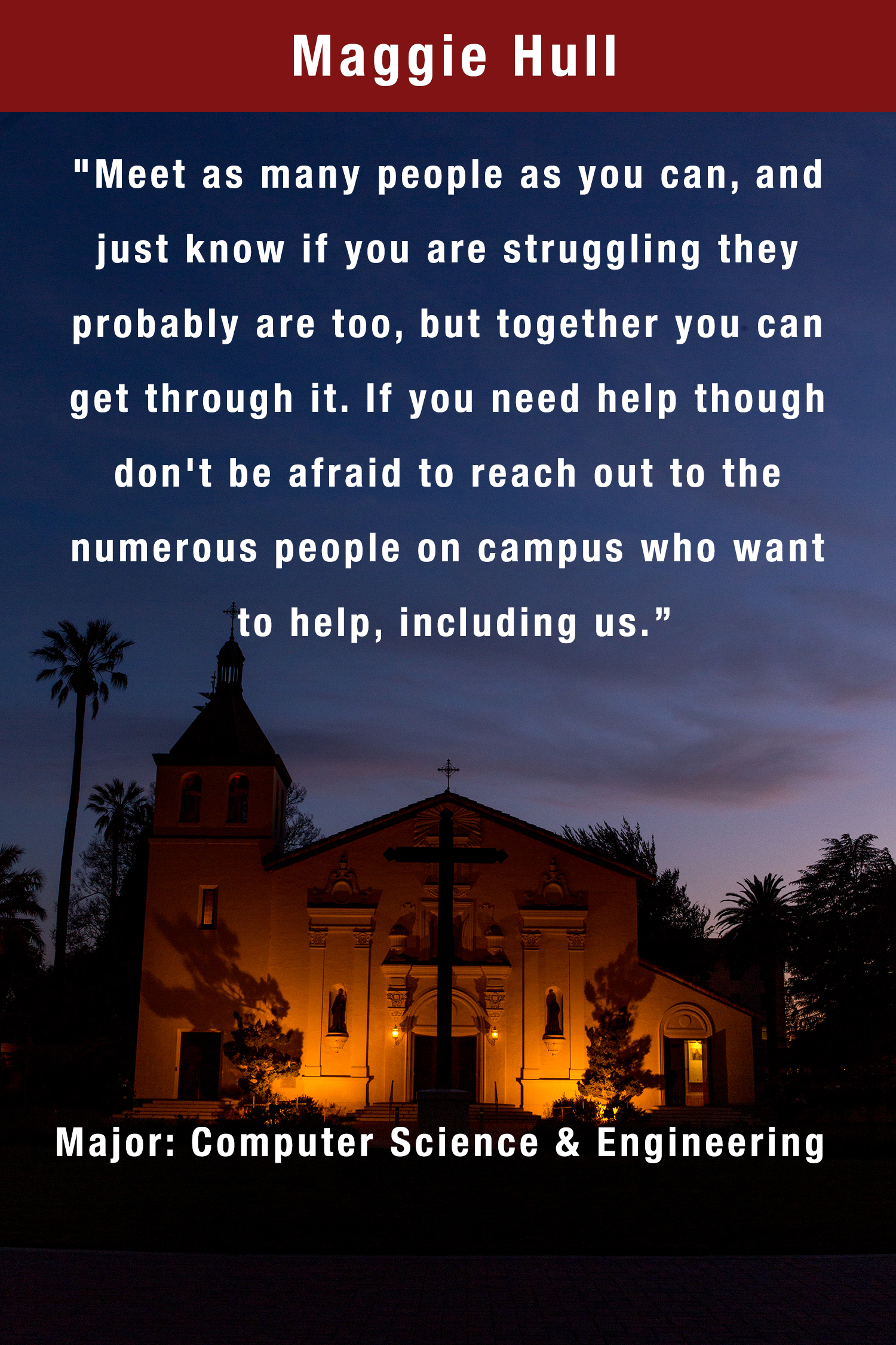 Maggie Hull and a city skyline with a motivational quote.