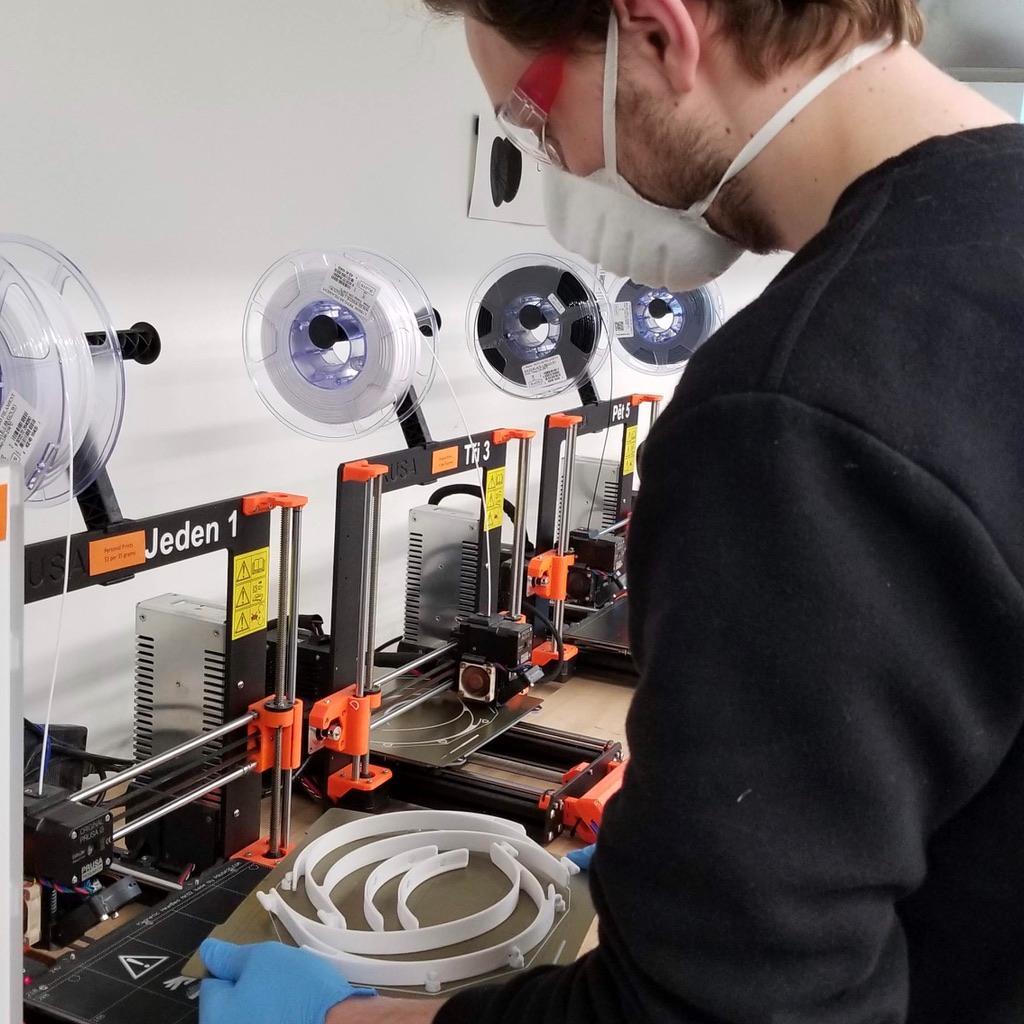 Engineering student makes a medical face shield on a Maker Lab 3D printer image link to story