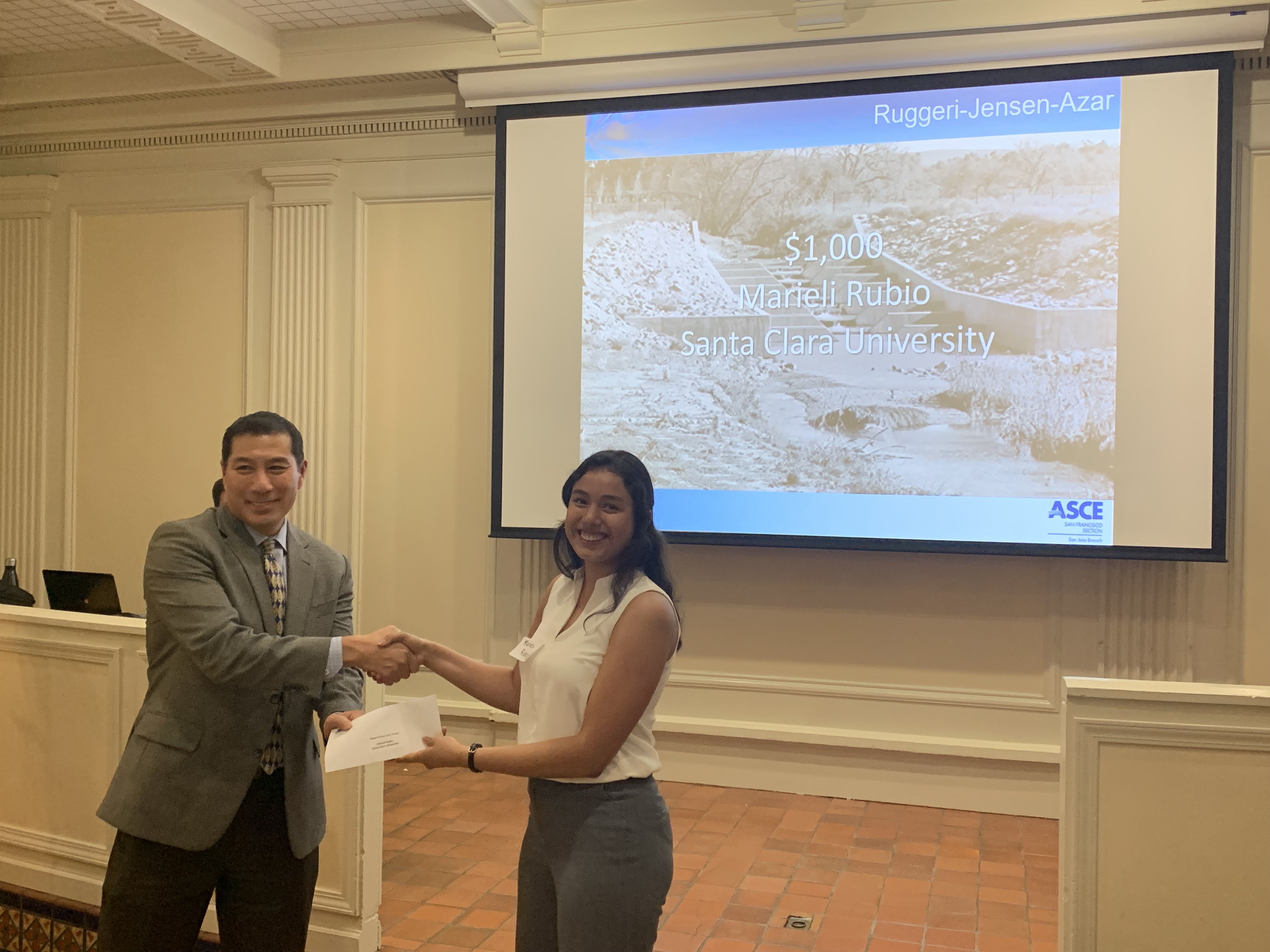 Marieli Rubio winning an ASCE Essay competition