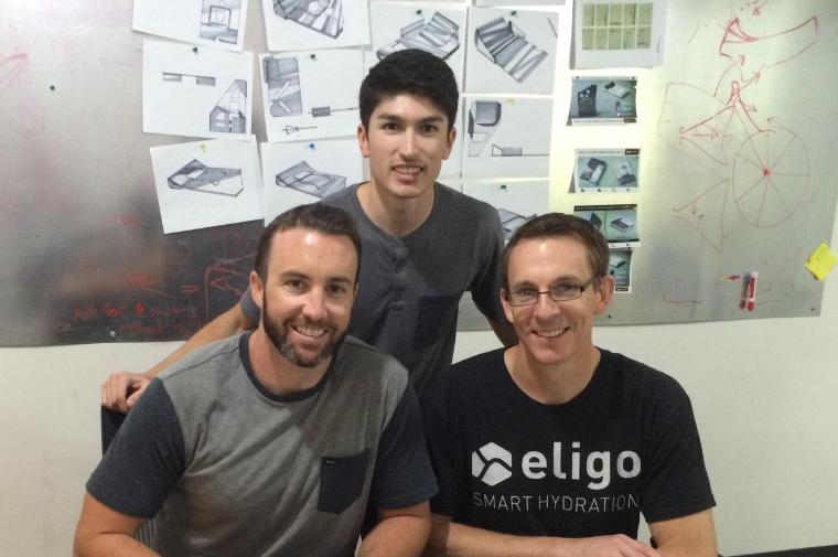 Shane Rogers MS '13, Bryan Herrera '14, and Brian Holm '00 at Hive Design, a company Rogers and Holm founded to create their own products and offer consultation and design services to other companies. 