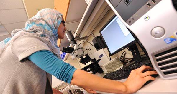 Inspecting microfluidic device under microscope