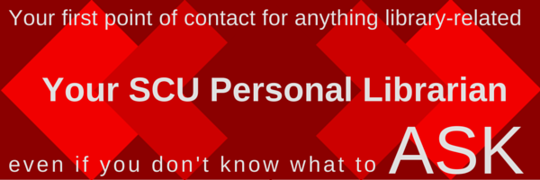 Your SCU Personal Librarian logo with 'Your individual contact for anything library-related.'
